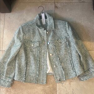 NWT Az 1.5 (10) Chicos Green Tweed Jacket